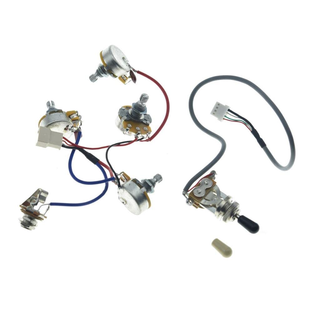 Guitar Prewired Wiring Harness Humbucker Solderless Wiring Harness 2V2T with 500K Pots and 3 Way Toggle Switch For LP Les Paul S